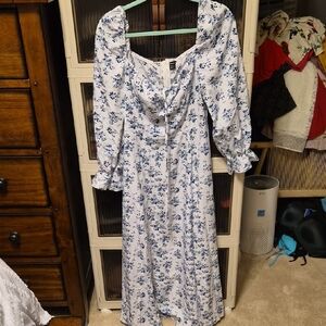 Floral Blue and White Women's Dress